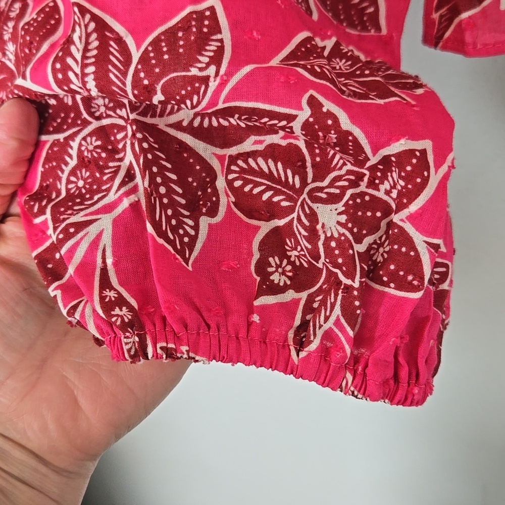 Lush | NWT Bright Pink Cotton Tie Front Top And Mini Skirt Set Size Medium - Picture 7 of 16